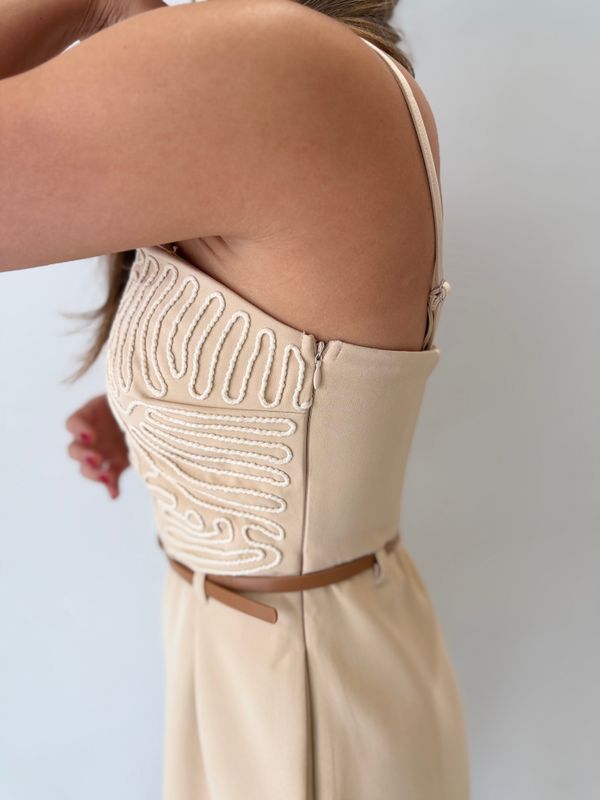 Beige Casual Romper