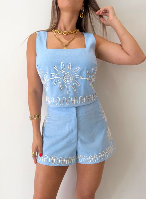 Light Blue Short Pant Set