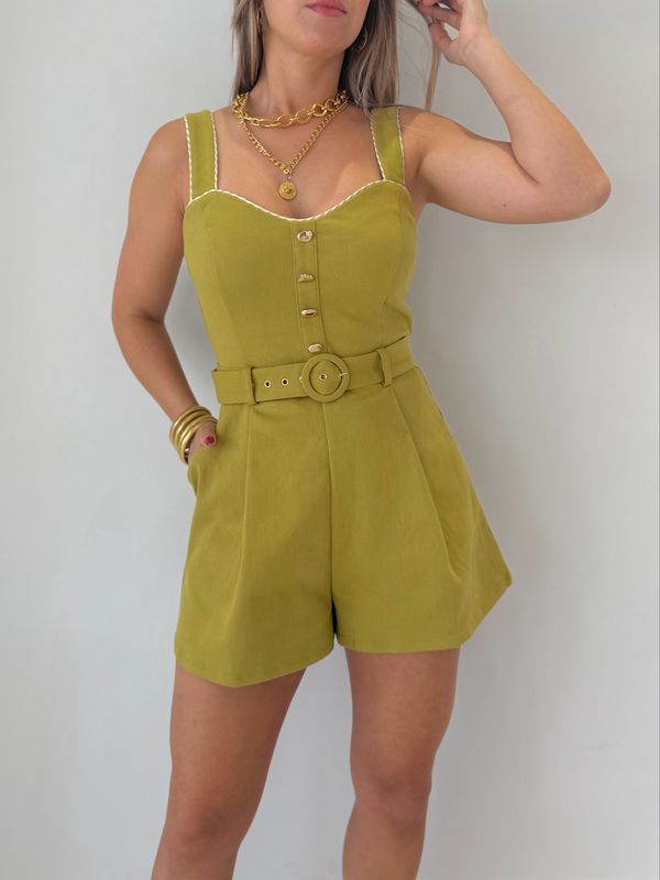 Green Casual Romper