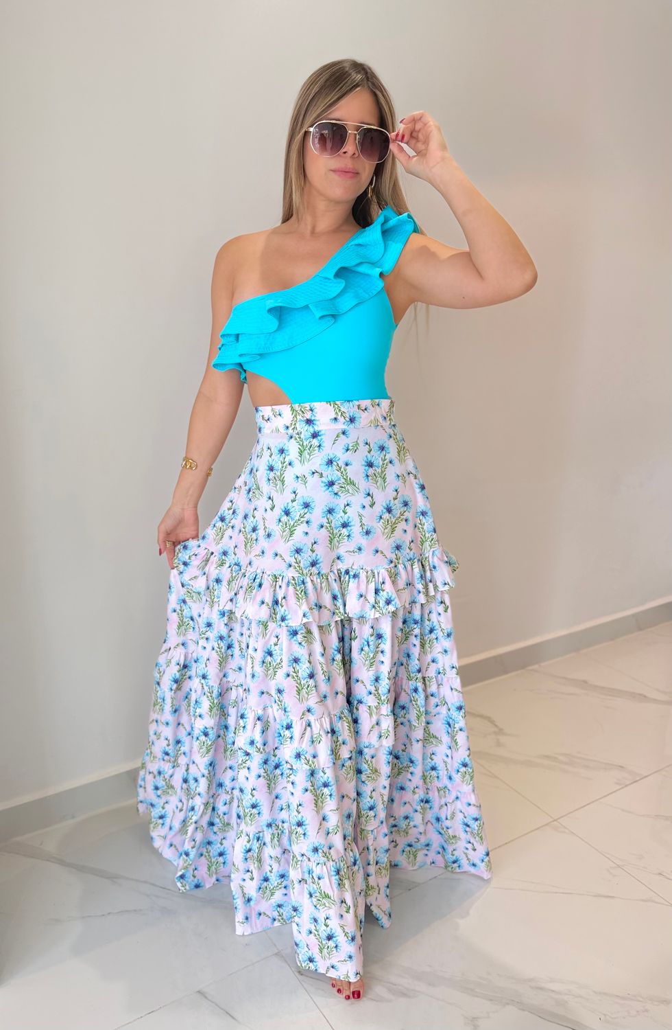Blue Flowers Exclsuive Designer Skirt