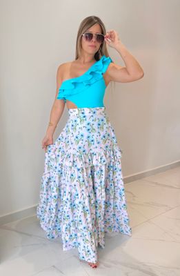 Blue Flowers Exclsuive Designer Skirt
