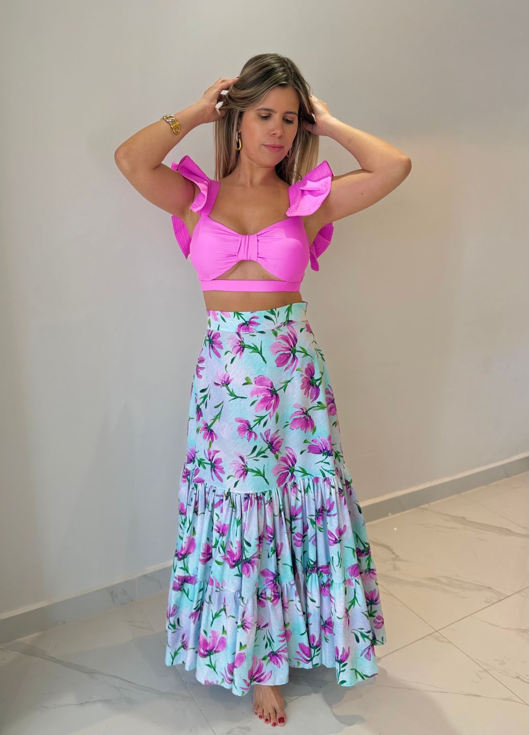 Pink Flowers Exclusive Designer Skirt