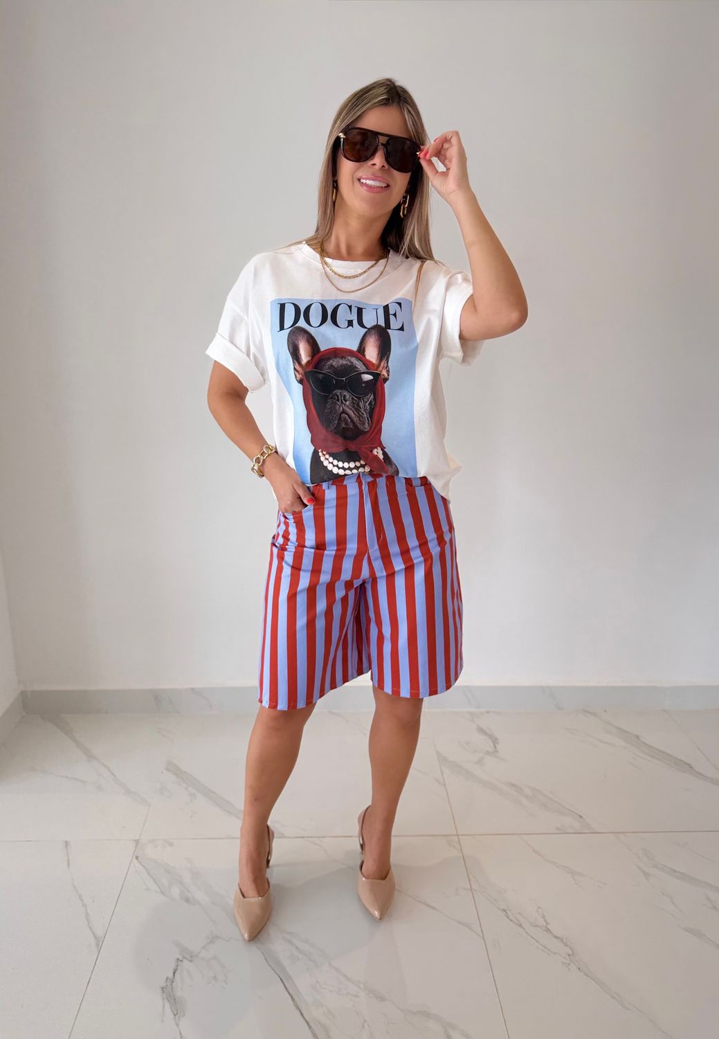 Red Stripes Jort Pant