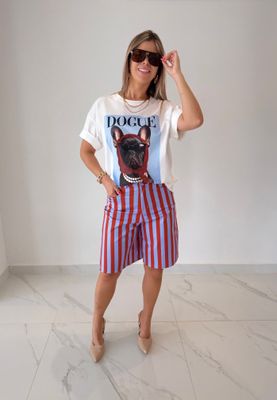 Red Stripes Jort Pant