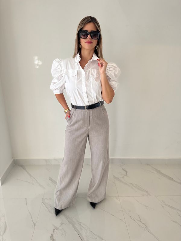 Gray Business Belt Pant