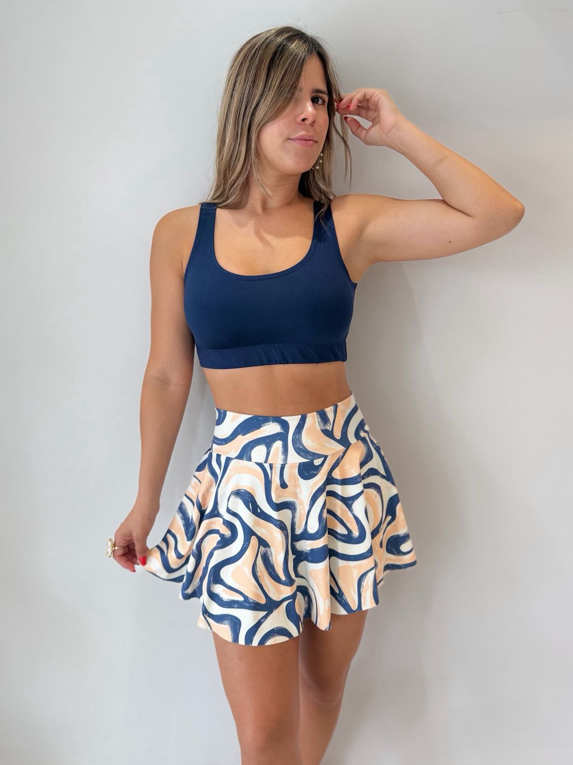Printed Navy Skort Sport Set