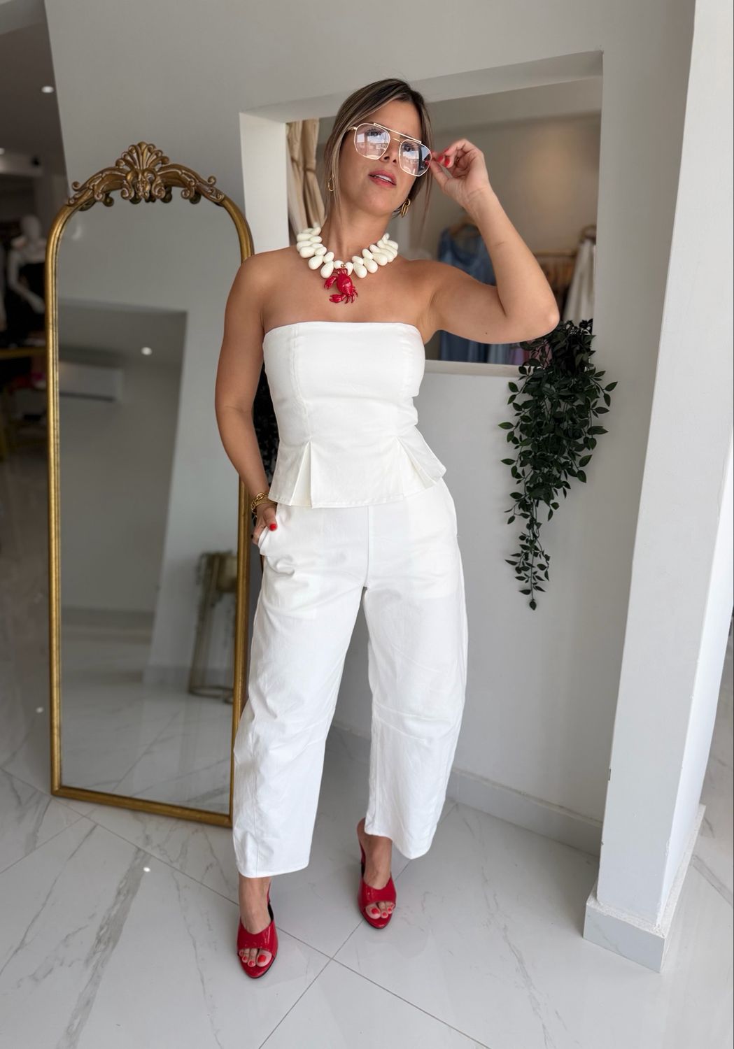 White Strapless Jumpsuit