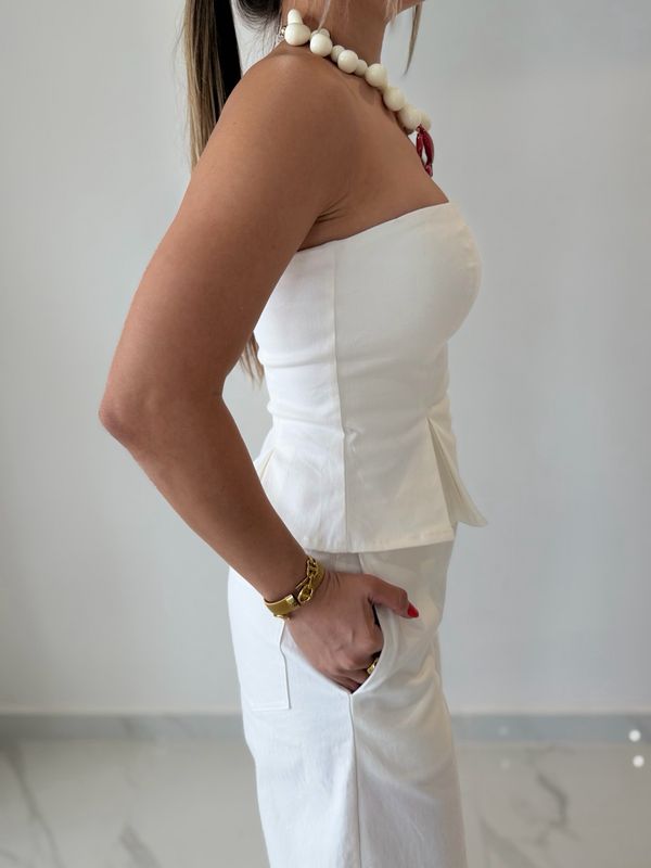 White Strapless Jumpsuit