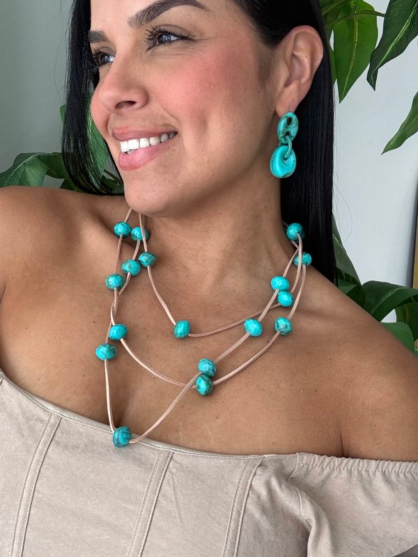 Turquoise Casual Necklace Set