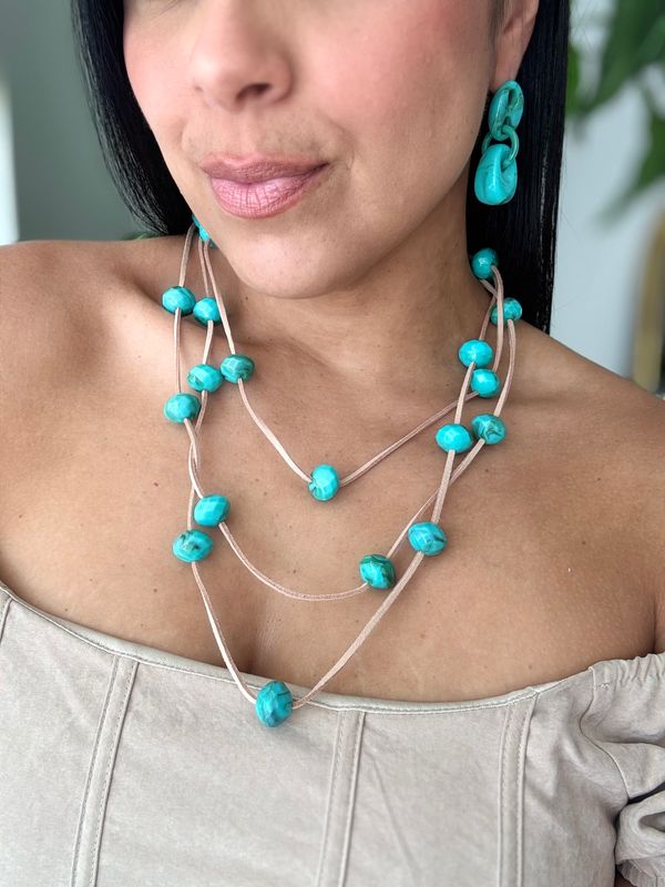 Turquoise Casual Necklace Set