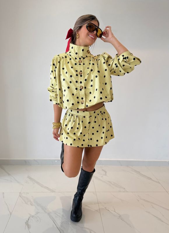 Polka Dots Jacket Short Set
