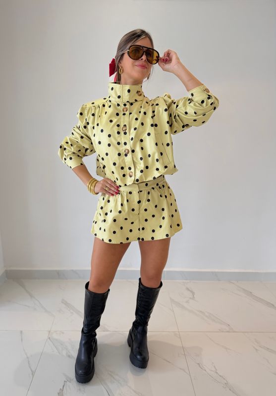 Polka Dots Jacket Short Set