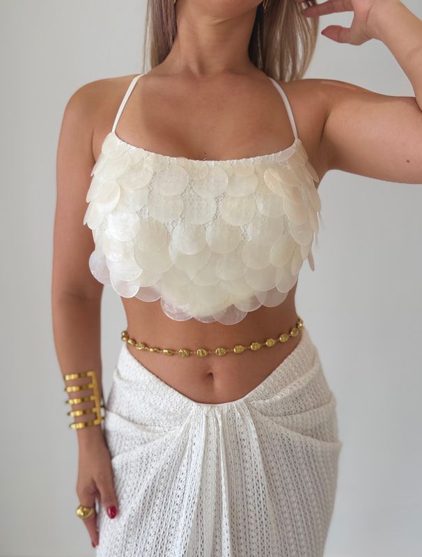White Nacar Skirt Set