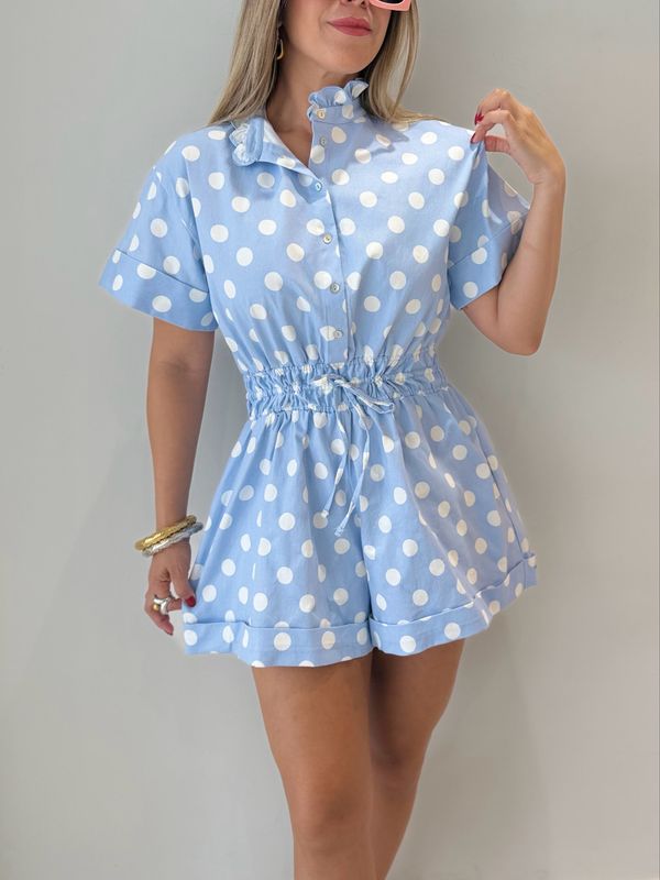 Baby Blue Polka Dots Rompers