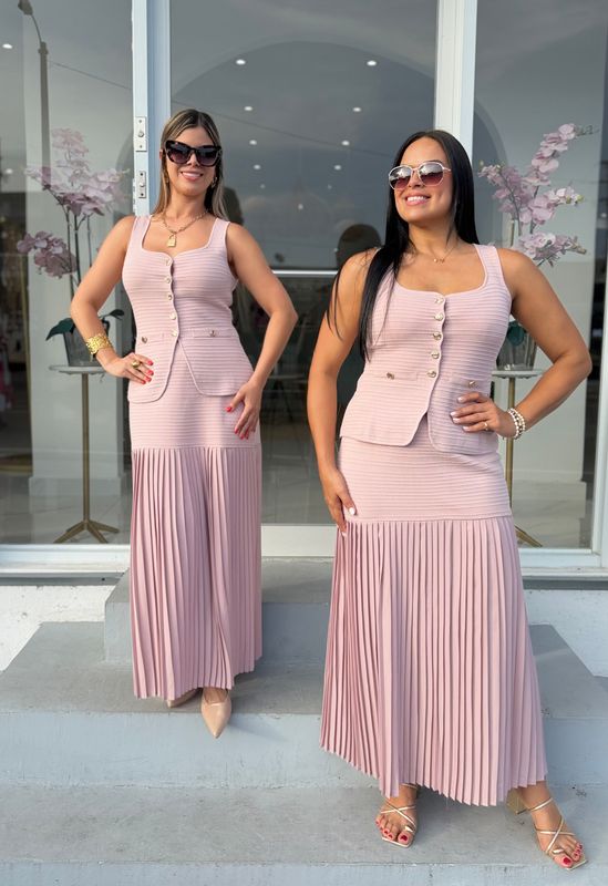 Dust Pink Knit Skirt Set