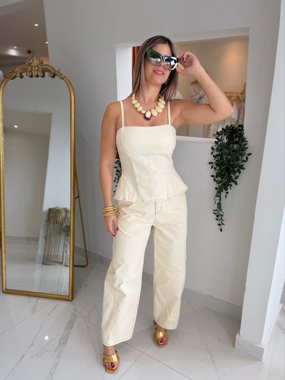 Ivory Barrel Pant Set