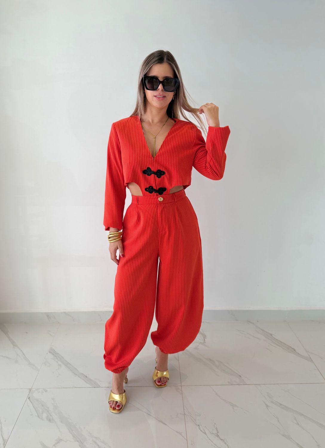 Red Fashion Jogger Set