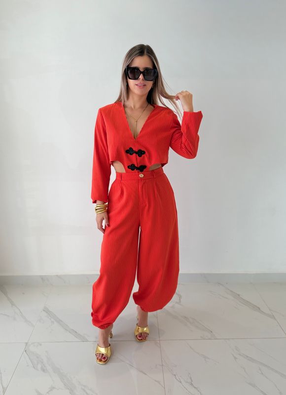 Red Fashion Jogger Set