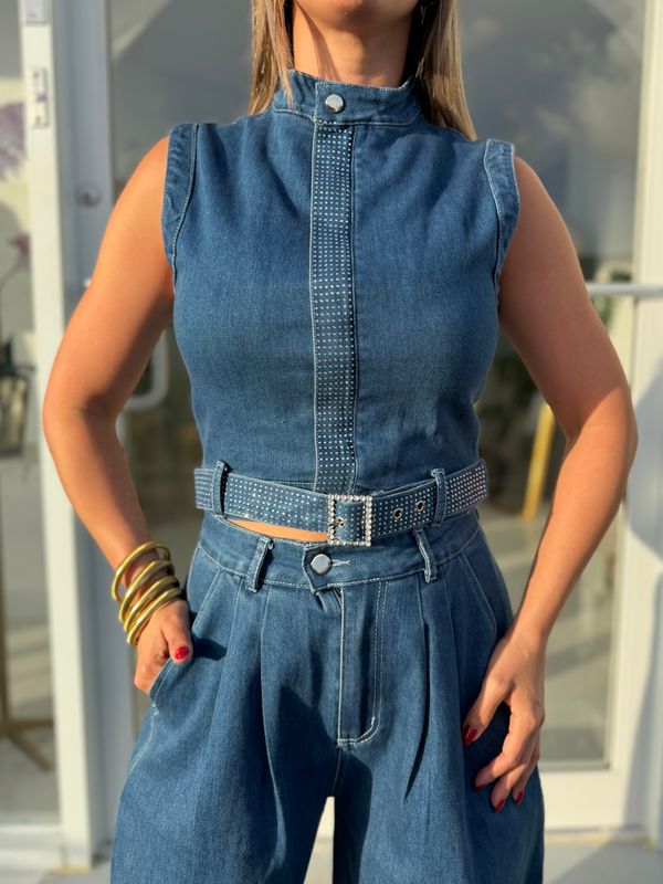 Denim Barrel Pant Set