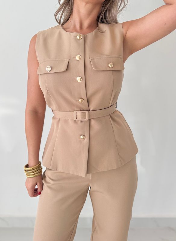 Beige Business Pant Set