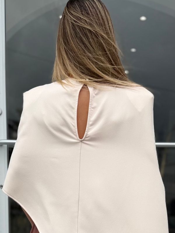 Cream Fashion Asimetric Blouse