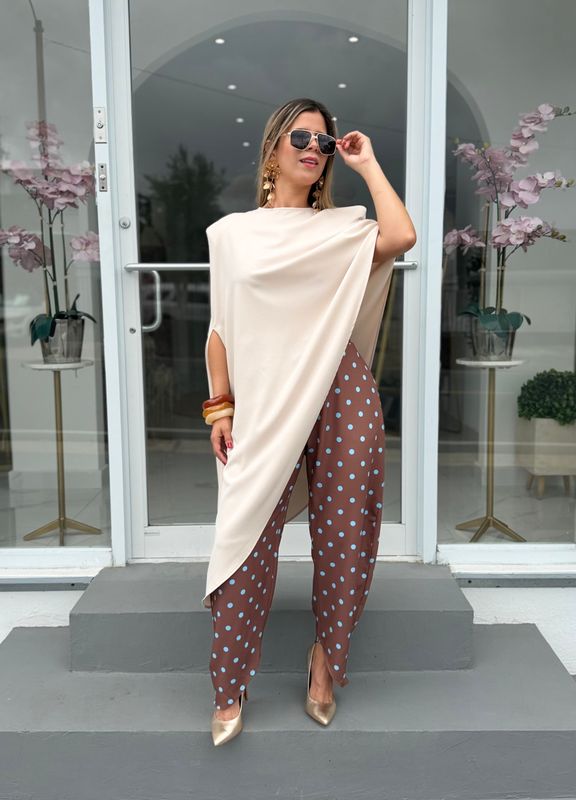 Cream Fashion Asimetric Blouse