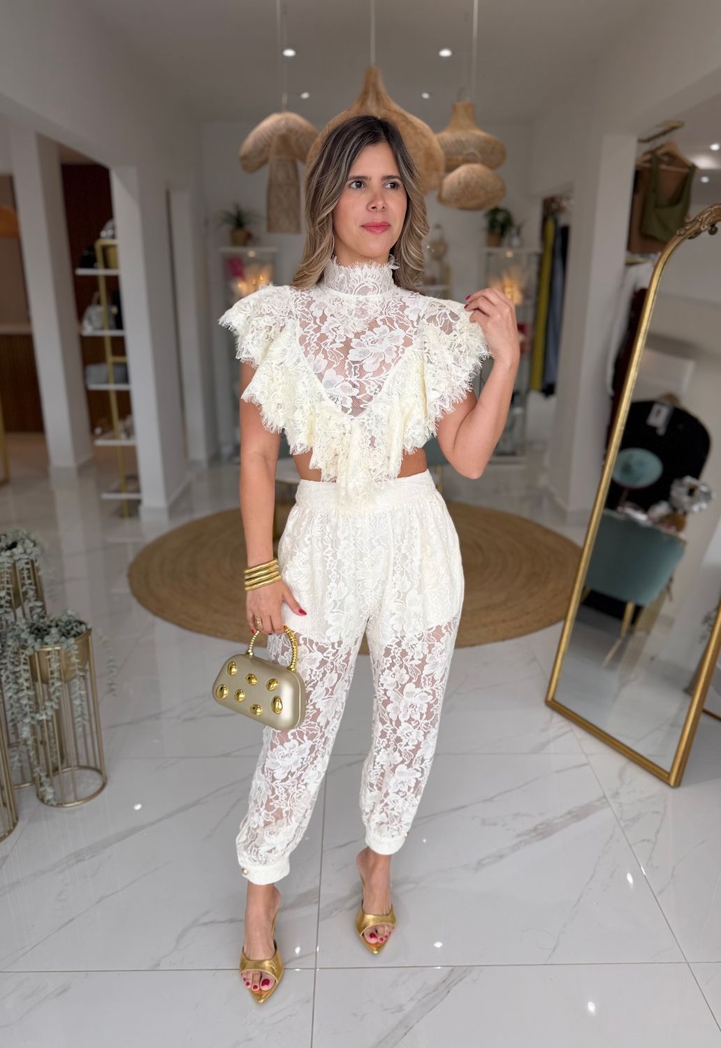 Fashion Lace Pant Set