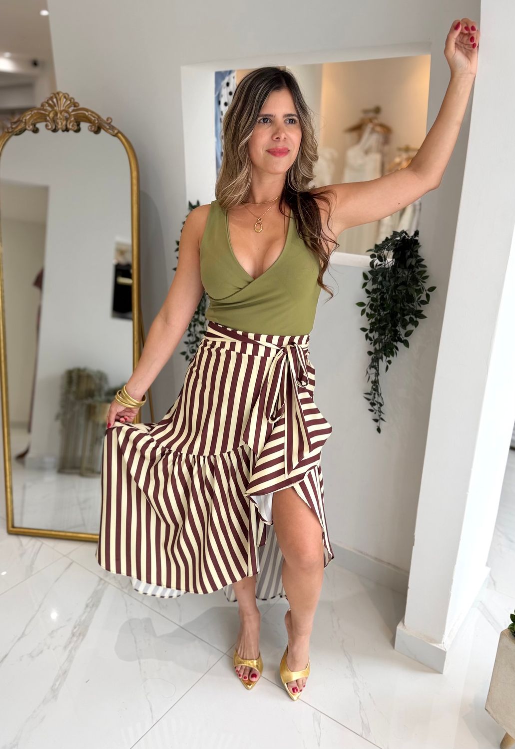 Stripes Wrap Around Skirt