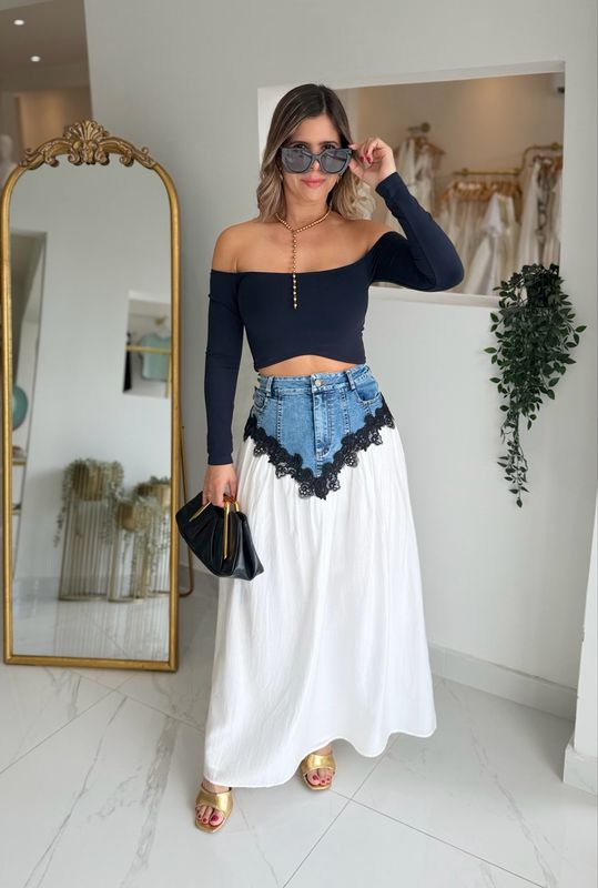 White &amp; Denim Skirt
