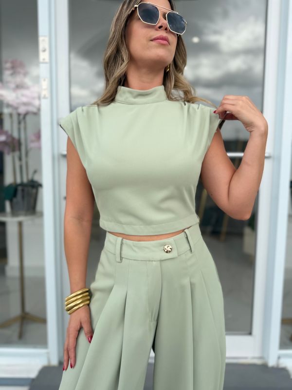 Sage Elegant Barrel Pant Set