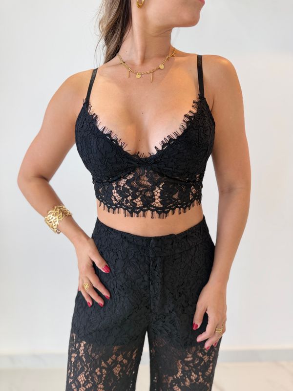 Black Lace Pant Set