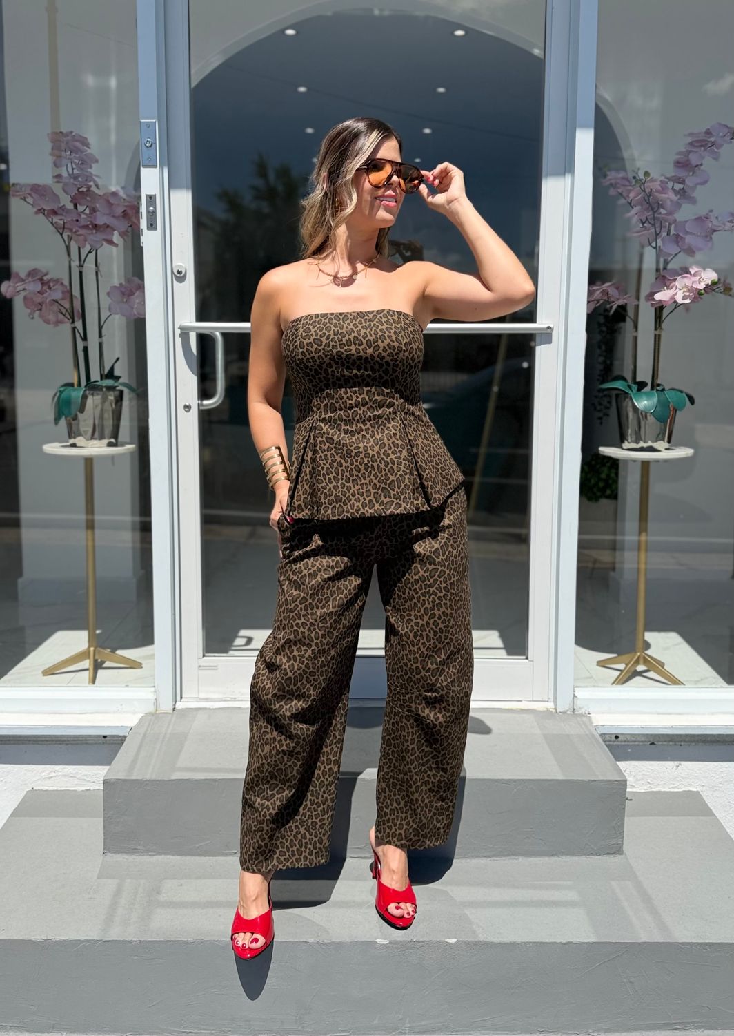 Dark Leopard Barrel Pant Set