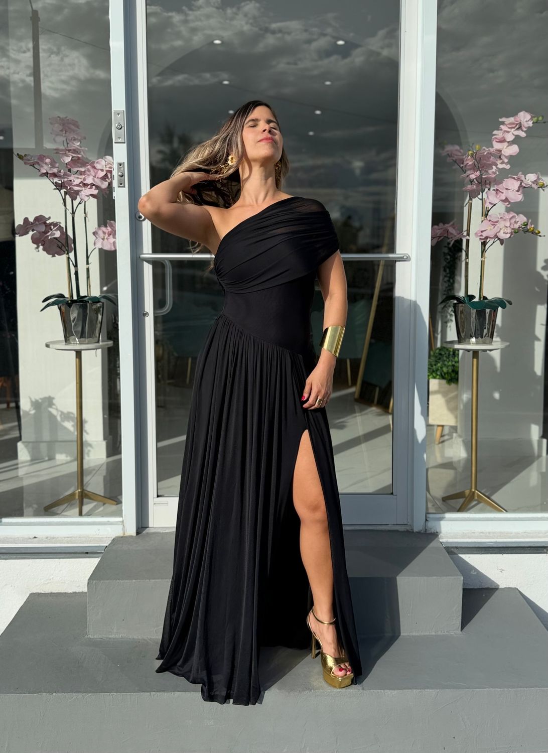 Black One Shoulder Formal Dress