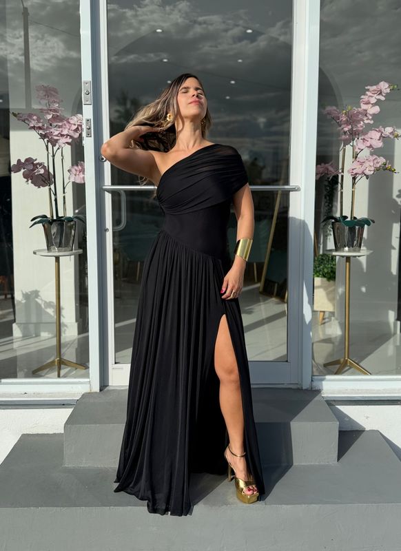 Black One Shoulder Formal Dress