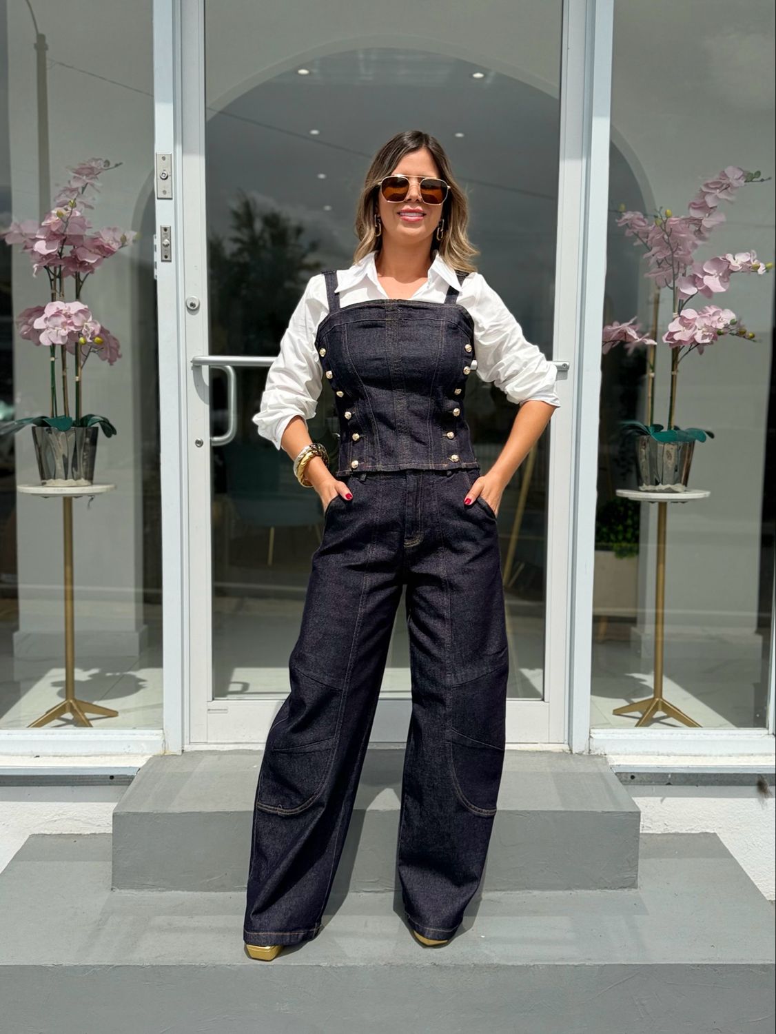 Dark Denim Barrel Pant Set