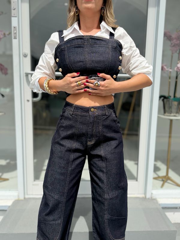 Dark Denim Barrel Pant Set
