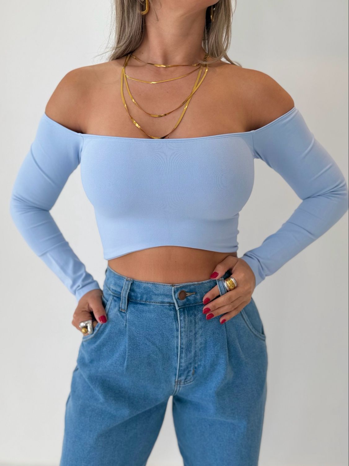 Baby Blue Basic Top Long Sleeve