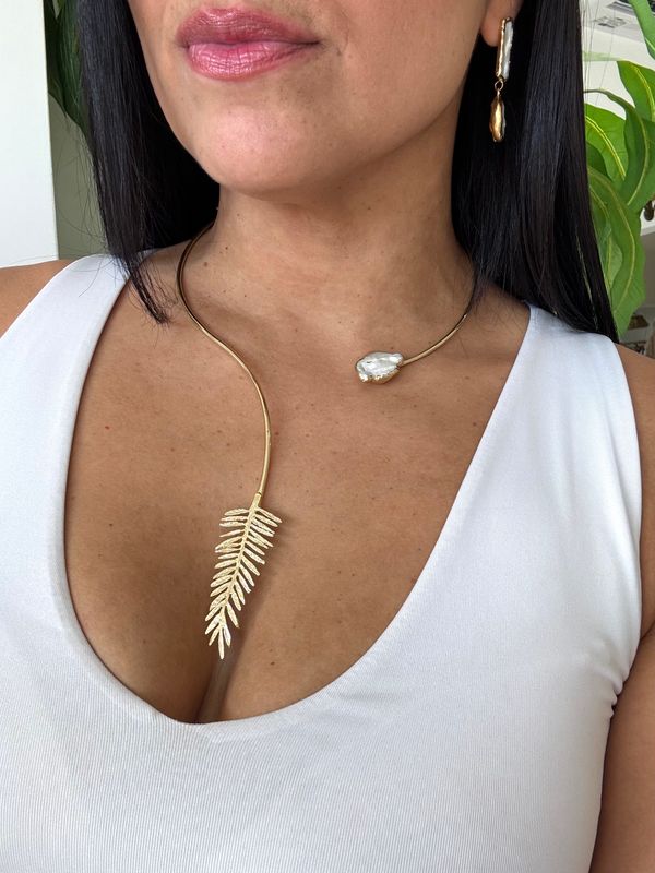 Gold Fern Necklace Set