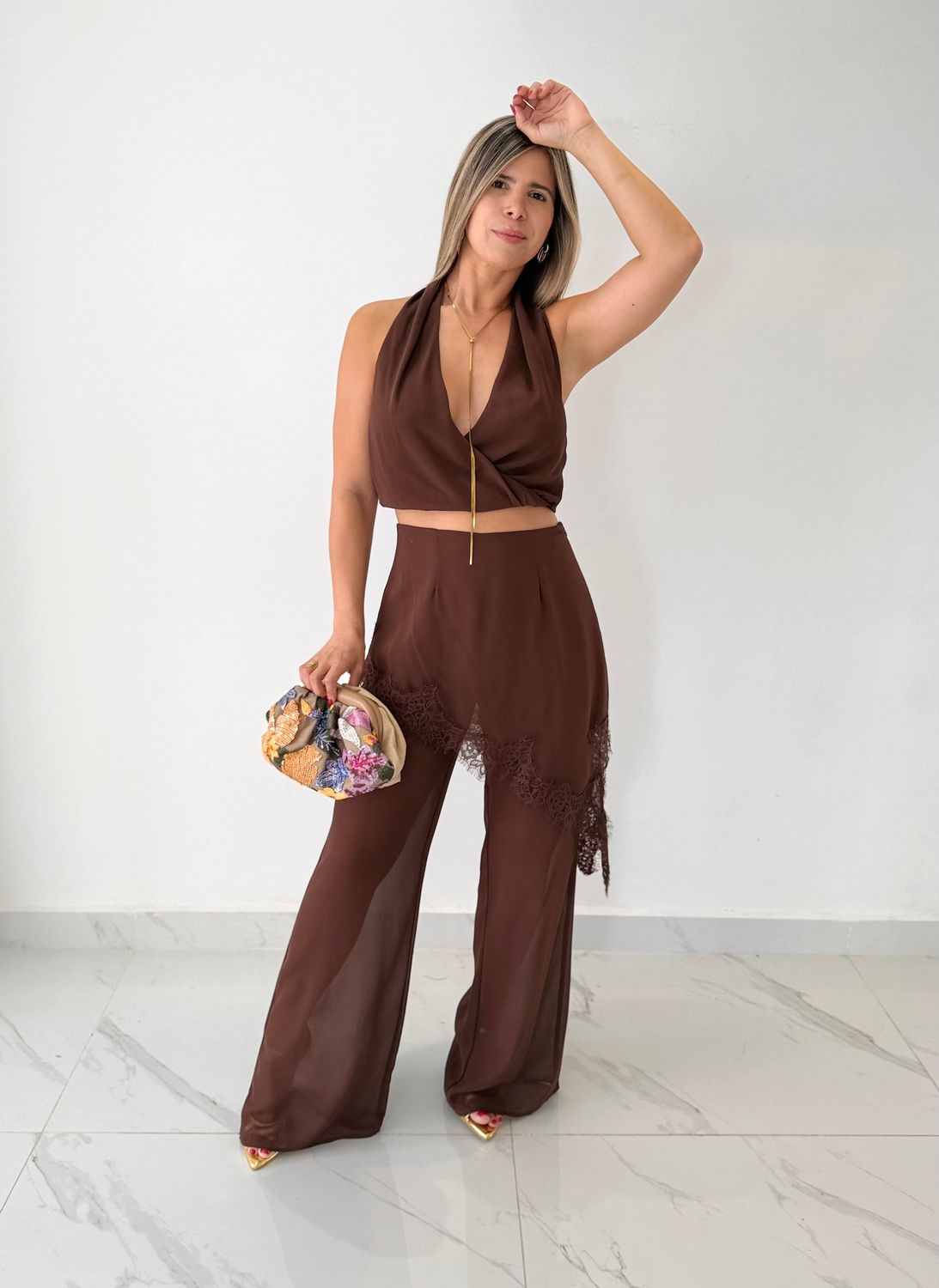 Brown Fashion Pant Set