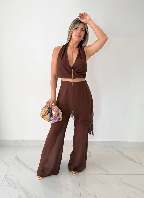 Brown Fashion Pant Set