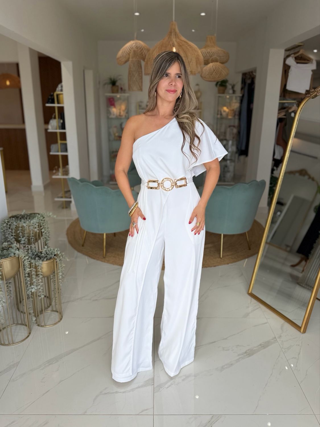 White Elegant Exclusive Collection Jumpsuit