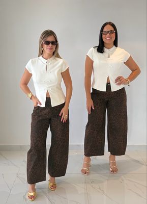 Dark Leopard Barrel Pant