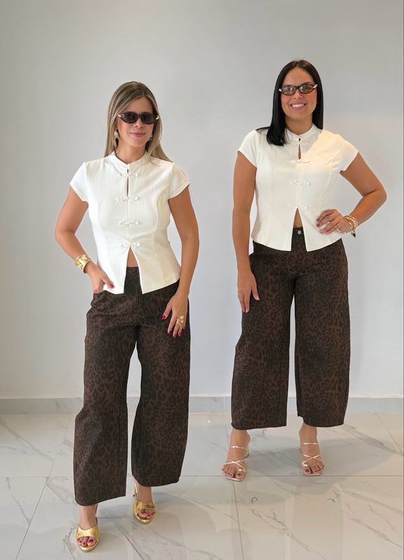 Dark Leopard Barrel Pant