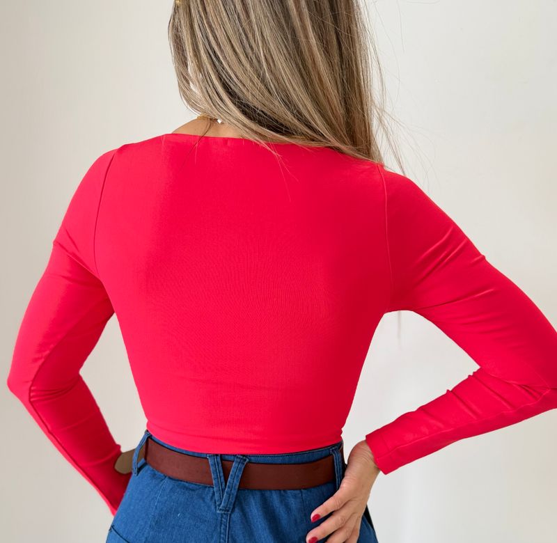 Red Long Sleeve Basic Top