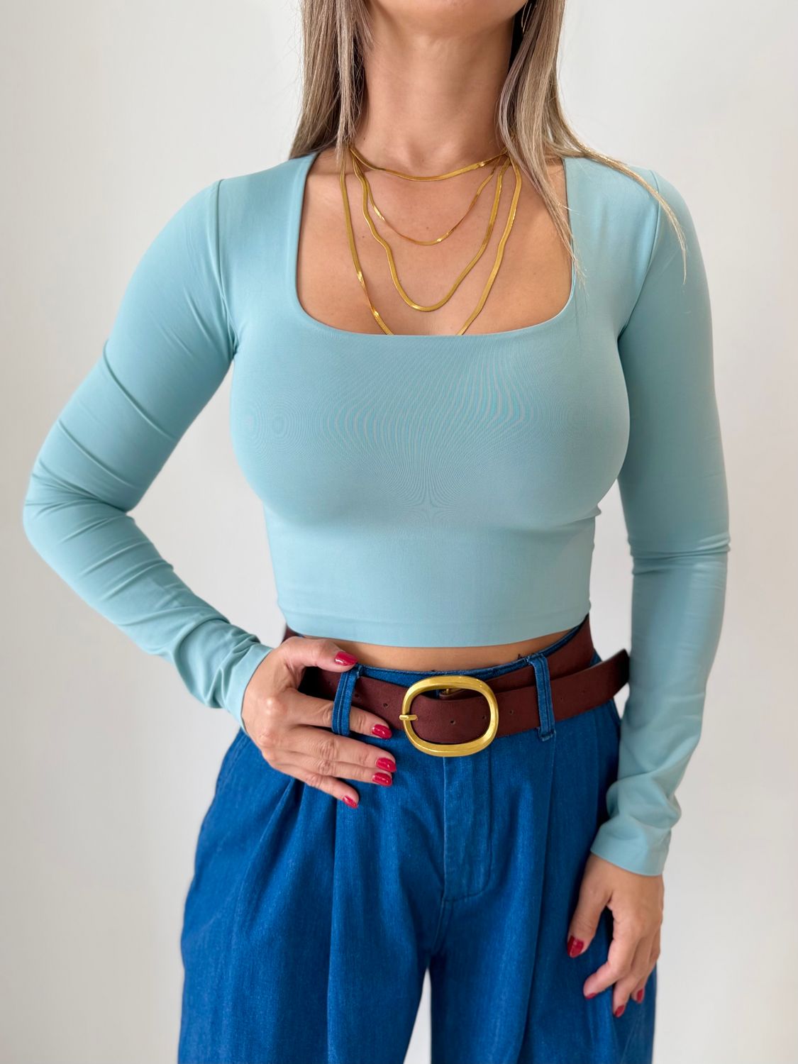 Mint Long Sleeve Basic Top