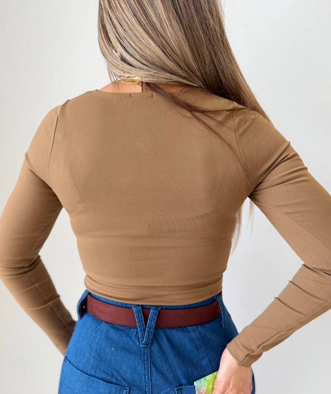 Taupe Long Sleeve Basic Top
