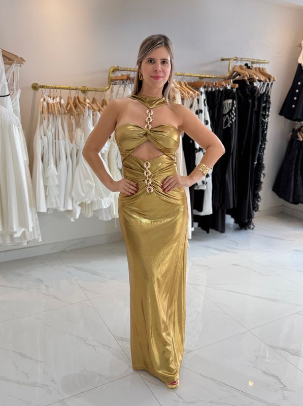 Shiny Gold Formal Dress