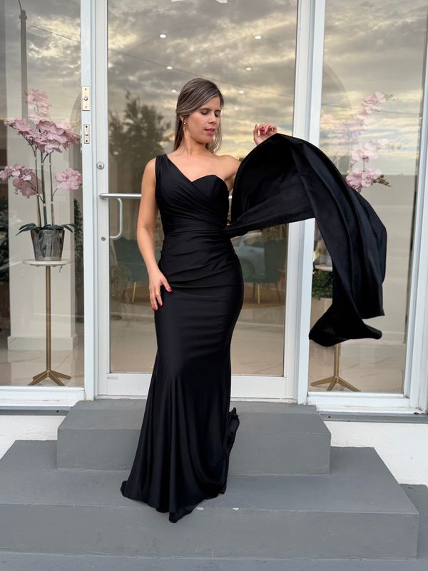 Black One Shoulder Formal Dress