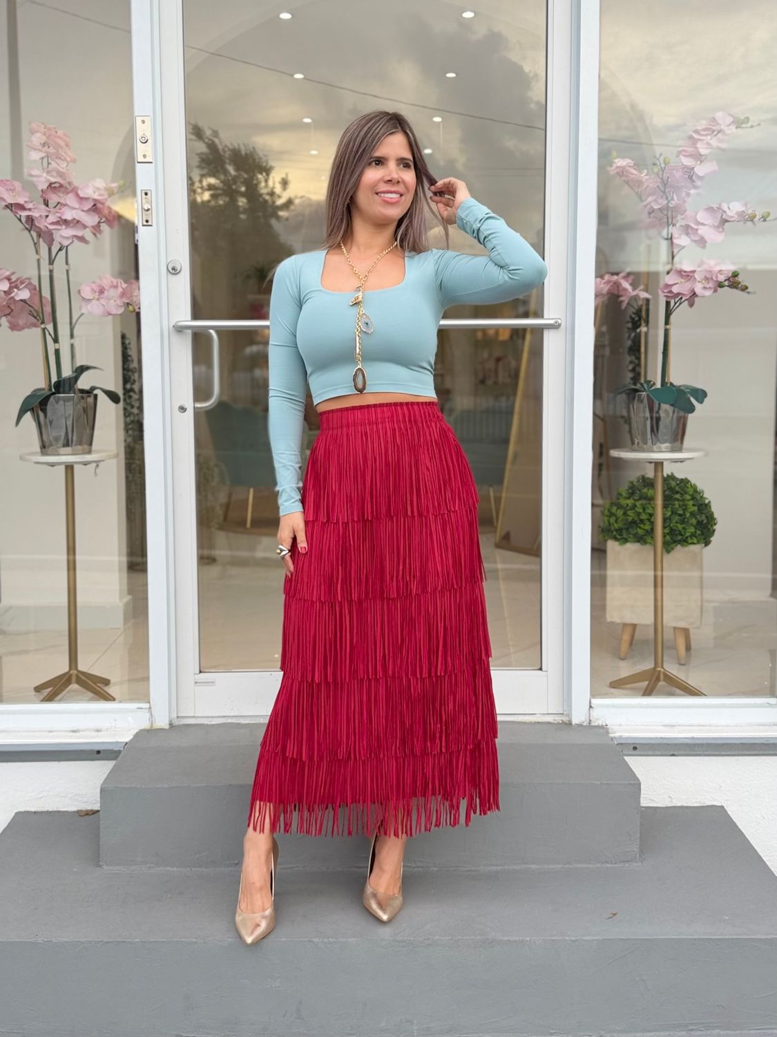 Burgundy Bangs Skirt