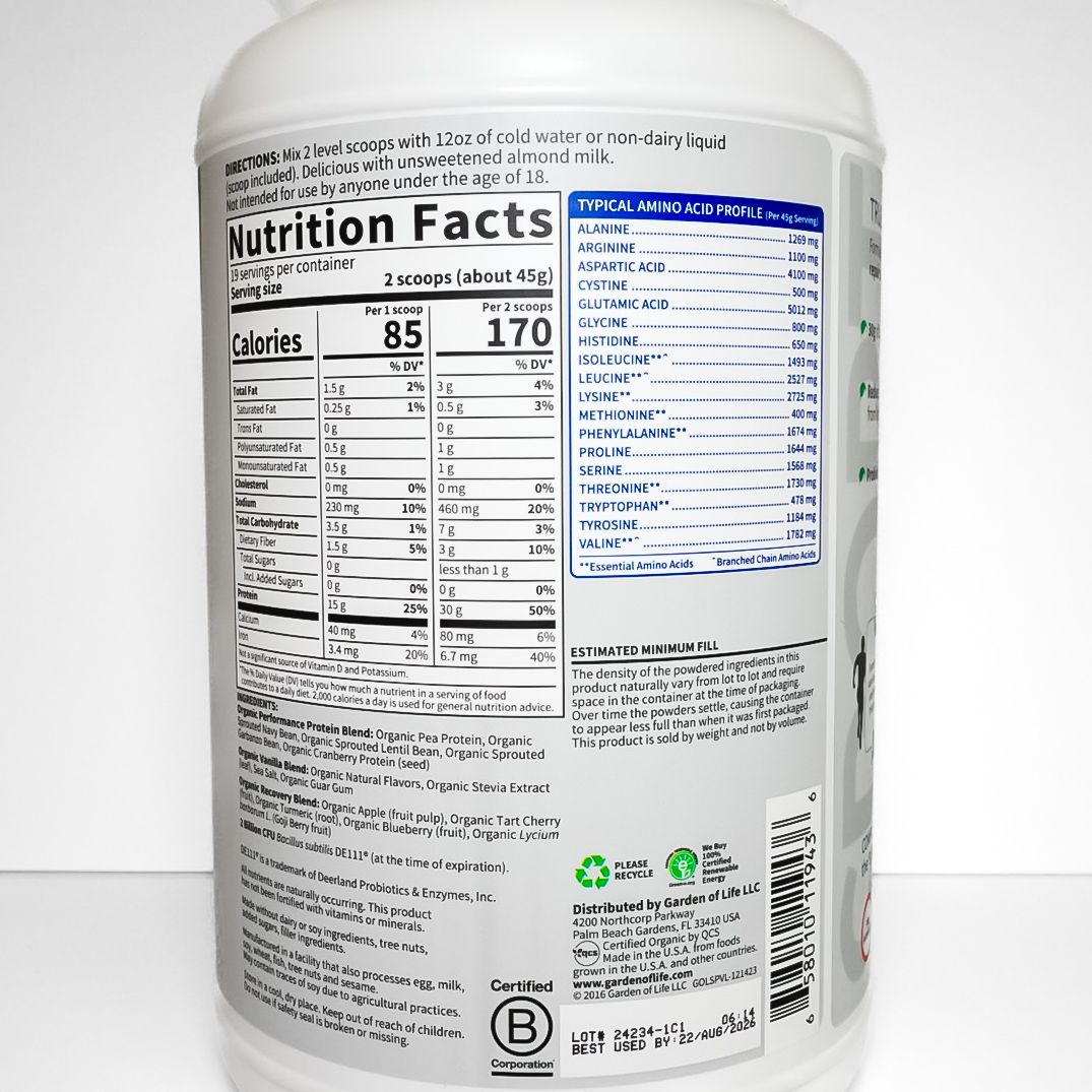 Organic Plant Based Protein (Vanilla)